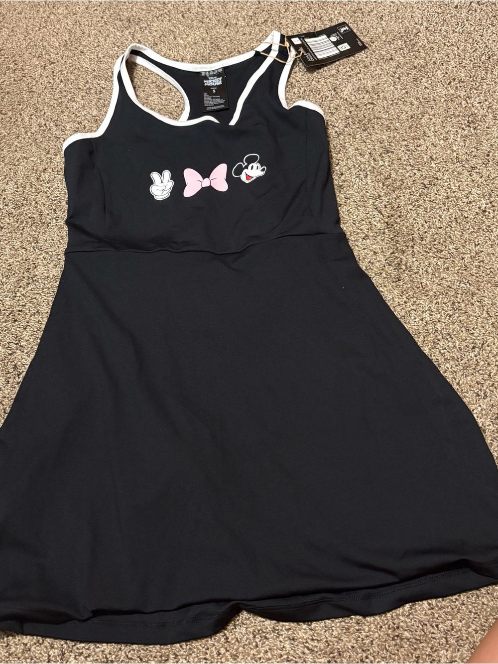 Disney Black Tank Dress with Pink Bow and Minnie Motifs